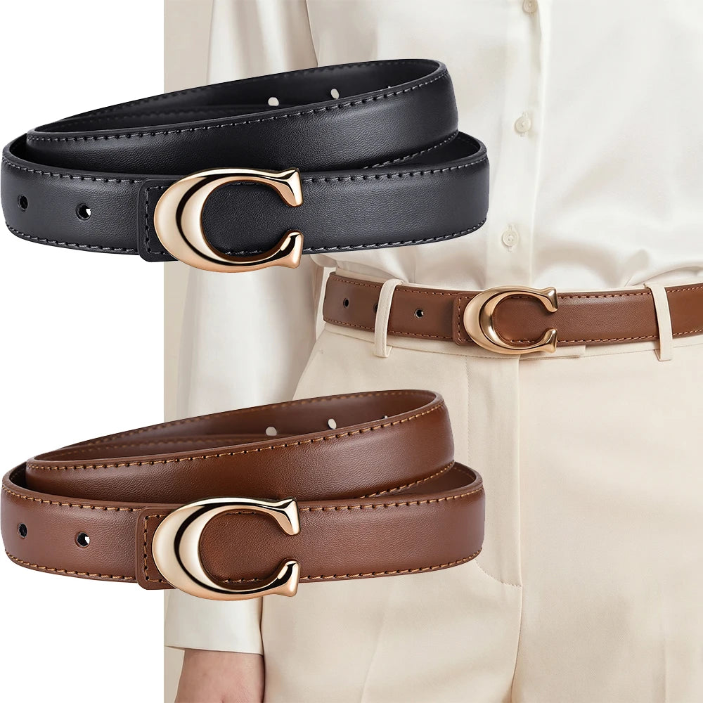 New Soft C-type Smooth Buckle Belt Business Versatile Casual Belt Fashion Women's Clothing Accessories Wholesale