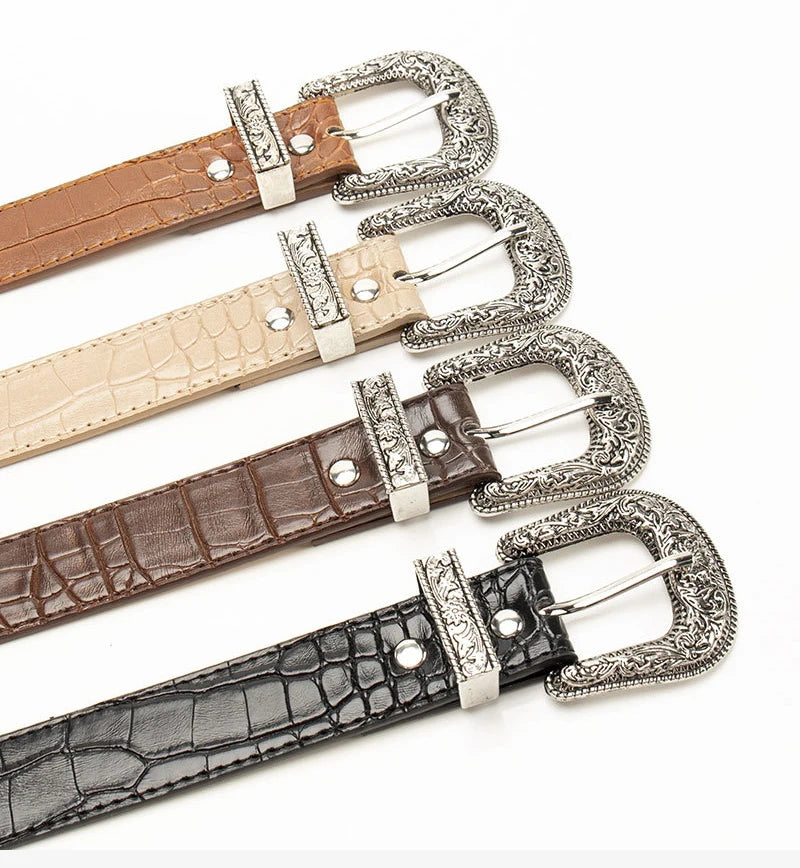 Gothic Retro Women's Black Belt Fashion Casual Jeans Accessories Girdle Hip Hop Y2k Girls Pin Buckle Pu Leather Waistband