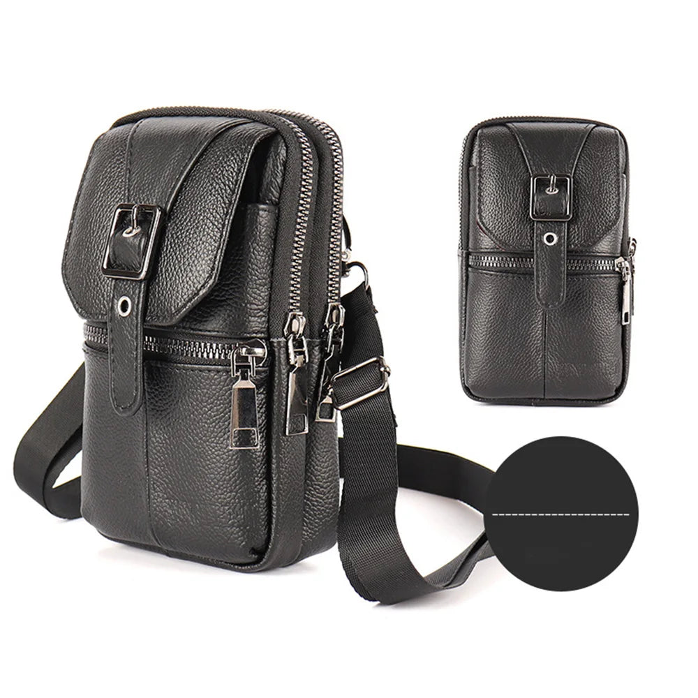 Leather Phone Pouch Small Belt Bag Shoulder Crossbody Purse Waist Pack