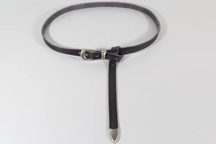 Extended Thin Section Knotted Decorative Ladies Belt All-match Slim Skirt Belt Narrow Soft Genuine Leather Women's Jeans Belt
