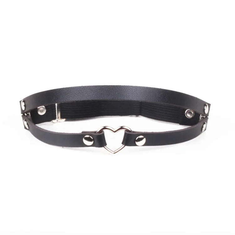 Newest Women Sexy Elasticity Harness Heart Fashion Bondage Goth Decor Garter Belt Thigh Harness Leather Lingerie for Stockings