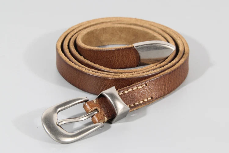 Extended Thin Section Knotted Decorative Ladies Belt All-match Slim Skirt Belt Narrow Soft Genuine Leather Women's Jeans Belt