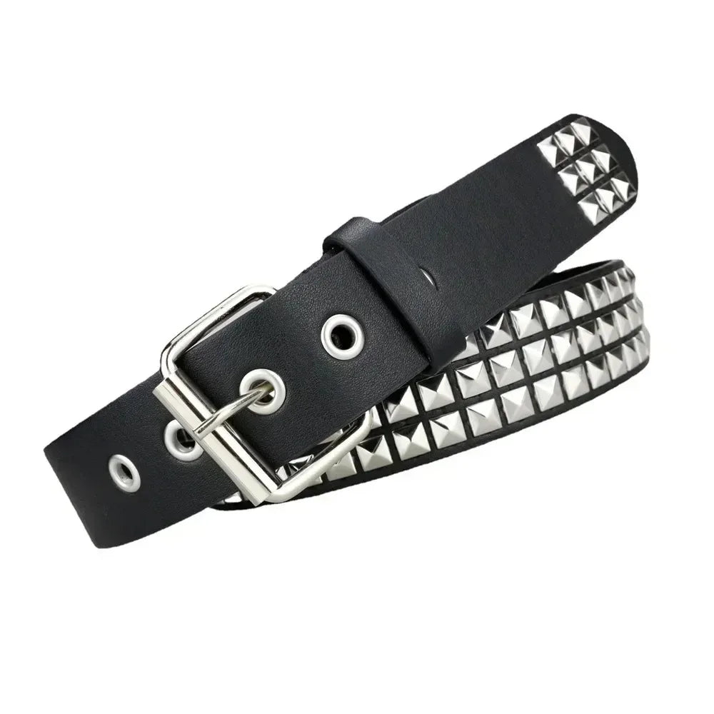2026 New Square Bead Rivet Belt Metal Pyramid Belt Men and Women Punk Hardware Jeans Belt Y2K Belt Designer Belt Women's Belts