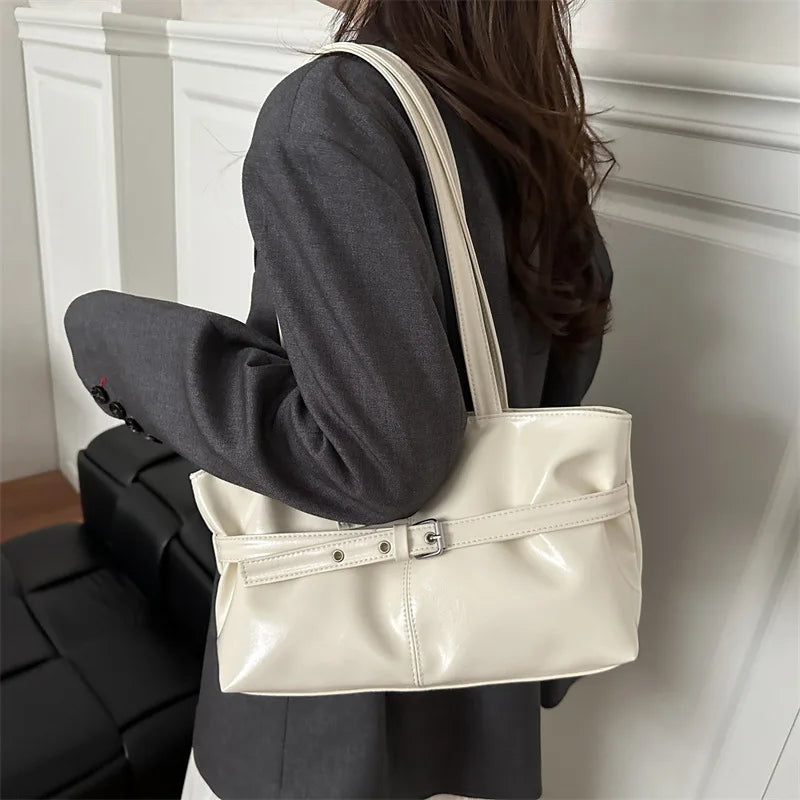 Leather Tote Bag with Adjustable Straps Belt Buckle Underarm Bag,large Capacity Handbag,daily Shoulder Purse Suitable for Women