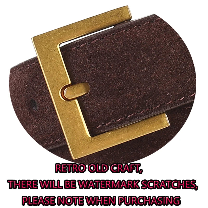 New Luxury Cowhide Leather Belt for Women Adjustable Square Alloy Buckle Waist Belt For Jeans Dress Daily Office Outfit