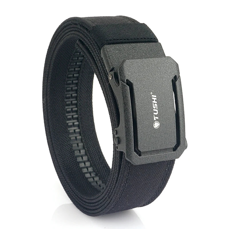 HSSEE New Hard Military Belt for Men and Women Tight Nylon Tactical Outdoor Belt Metal Automatic Buckle IPSC Belt Casual Girdle