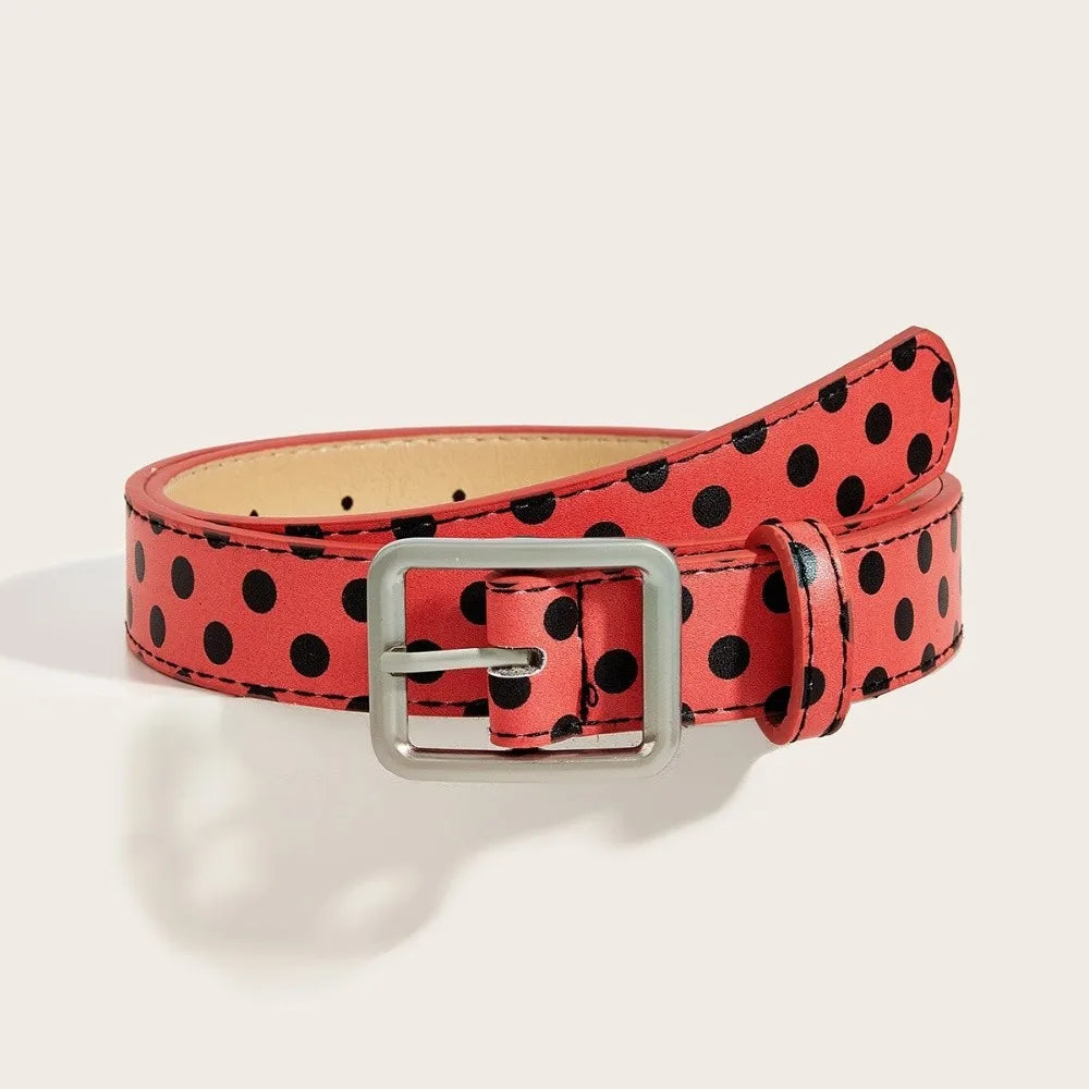 Trendy Vintage Polk Dot Women Belts Y2K Girls Pin Buckle Belt Waistband Jeans Belts PU Leather Waist Strap Gift