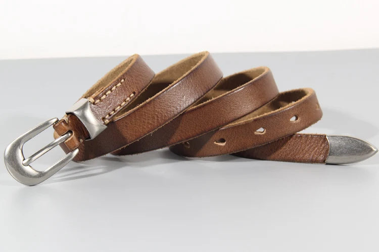 Extended Thin Section Knotted Decorative Ladies Belt All-match Slim Skirt Belt Narrow Soft Genuine Leather Women's Jeans Belt