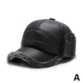 Leather Hat Winter Waterproof Thicken Earmuffs Warm Russian Ski Hat Windproof Cold Flat Cap For Elder Men Women Essential Winter