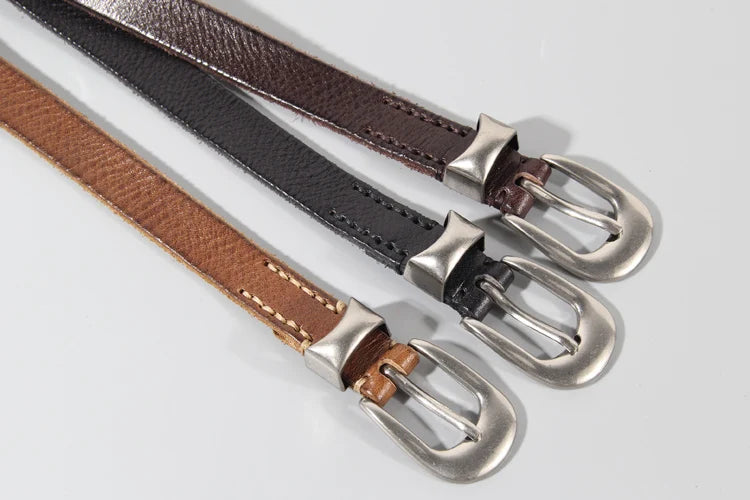 Extended Thin Section Knotted Decorative Ladies Belt All-match Slim Skirt Belt Narrow Soft Genuine Leather Women's Jeans Belt
