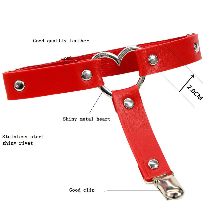 Women Sexy Leather Thigh Garter Belt Pu Punk Elastic Harness Leg Strap Goth Stocking Leglet Belt Garters Suspender For Girl