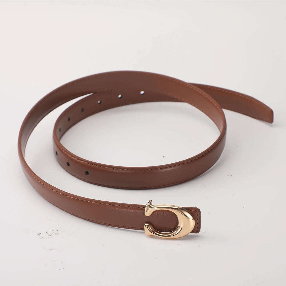 New Soft C-type Smooth Buckle Belt Business Versatile Casual Belt Fashion Women's Clothing Accessories Wholesale