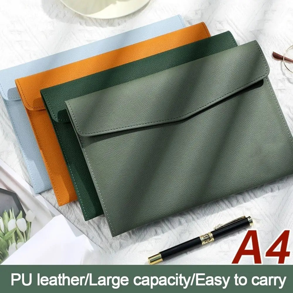 Leather Document Bag A4 Envelope Document Holder Quality Briefcase Data Contract Bill File Bag Document Organizer Storage Bag