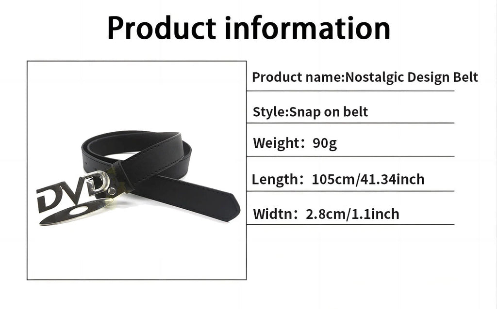 2026 Y2k Retro Dvd Buckle Belt Women Fashion Waistband, Trendy Niche Design, Versatile Accessory Perfect For Jeans, Statement