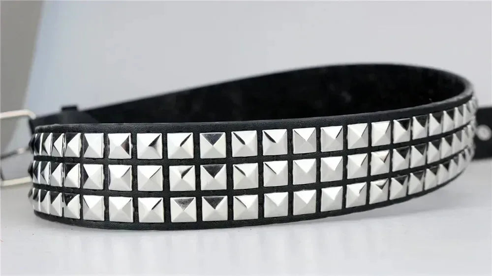 2026 New Square Bead Rivet Belt Metal Pyramid Belt Men and Women Punk Hardware Jeans Belt Y2K Belt Designer Belt Women's Belts