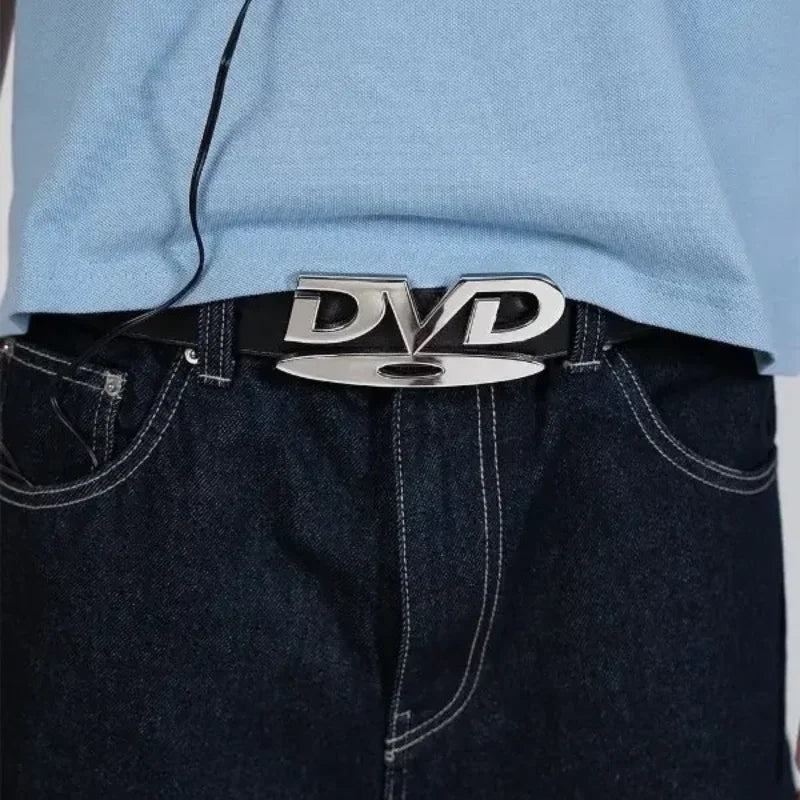 2026 Y2k Retro Dvd Buckle Belt Women Fashion Waistband, Trendy Niche Design, Versatile Accessory Perfect For Jeans, Statement