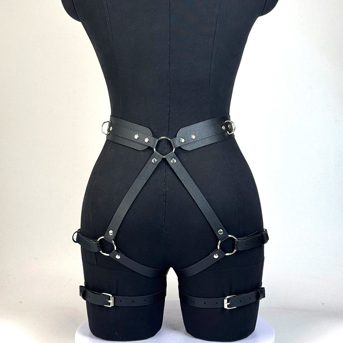 Women Fashion PU Leather Harness Waist Belt Punk Studded Decorative Harness Straps Suspenders Gothic Clothing Accessorie