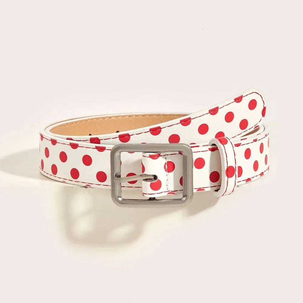 Trendy Vintage Polk Dot Women Belts Y2K Girls Pin Buckle Belt Waistband Jeans Belts PU Leather Waist Strap Gift