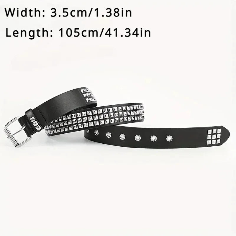 2026 New Square Bead Rivet Belt Metal Pyramid Belt Men and Women Punk Hardware Jeans Belt Y2K Belt Designer Belt Women's Belts