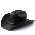 2026 Western Cowboy Hat with Braided Raffia Band, Handwoven Cavalier Style Trilby for Men Women Summer Vintage Leather Accent