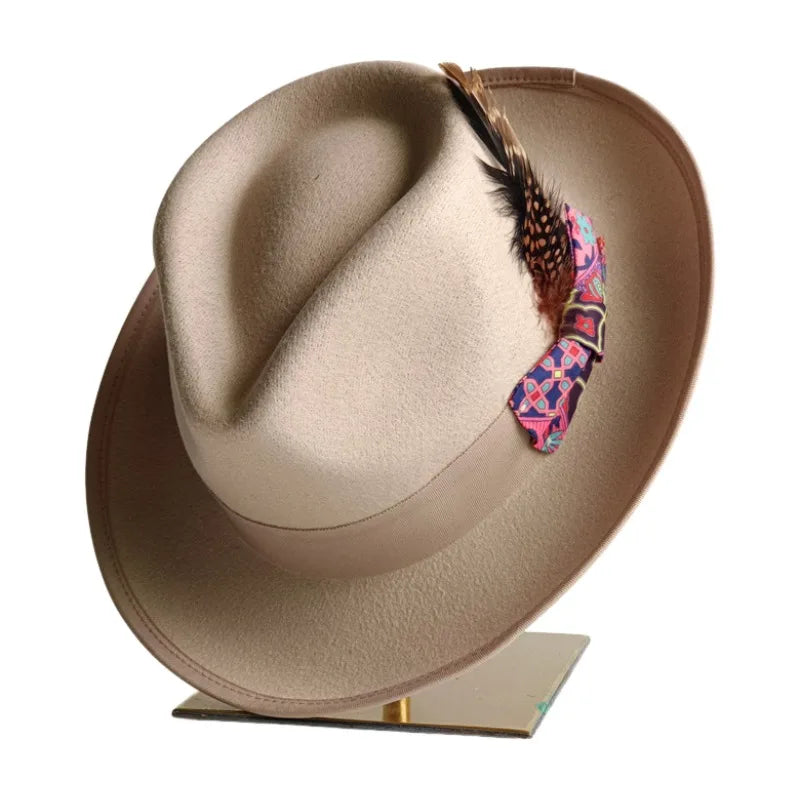 Exquisite wool hat with genuine leather bow accessory low price clearance