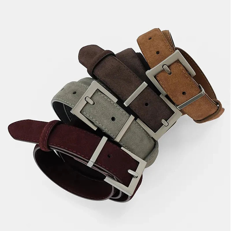 New Luxury Cowhide Leather Belt for Women Adjustable Square Alloy Buckle Waist Belt For Jeans Dress Daily Office Outfit