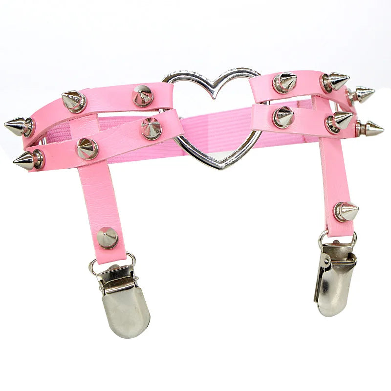Women Sexy Leather Thigh Garter Belt Pu Punk Elastic Harness Leg Strap Goth Stocking Leglet Belt Garters Suspender For Girl