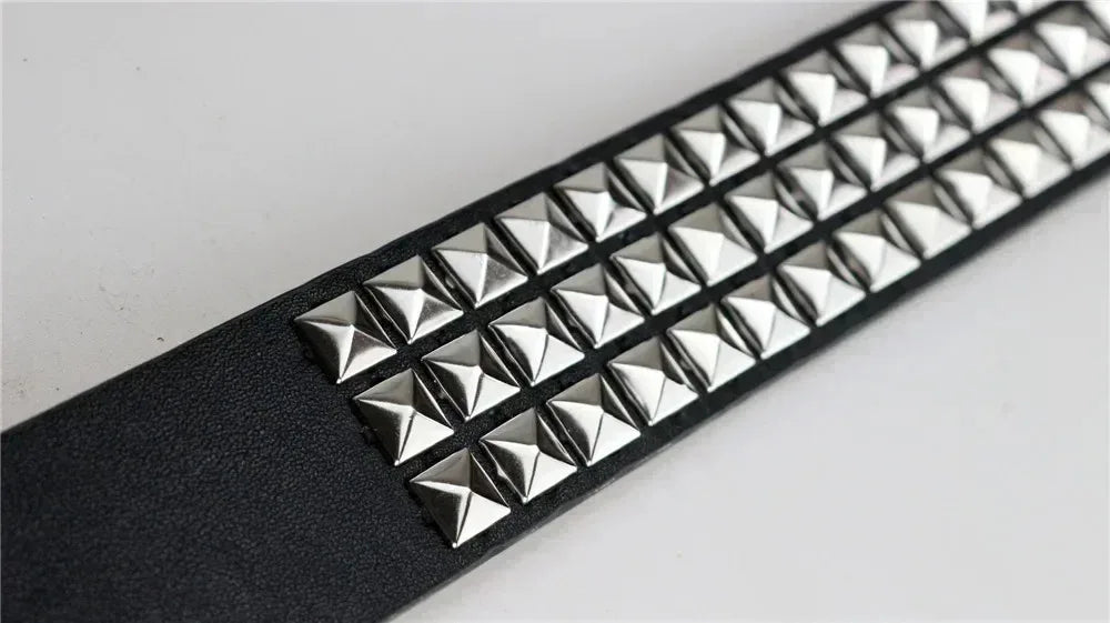 2026 New Square Bead Rivet Belt Metal Pyramid Belt Men and Women Punk Hardware Jeans Belt Y2K Belt Designer Belt Women's Belts