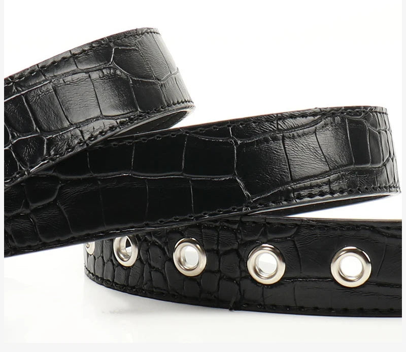 Gothic Retro Women's Black Belt Fashion Casual Jeans Accessories Girdle Hip Hop Y2k Girls Pin Buckle Pu Leather Waistband