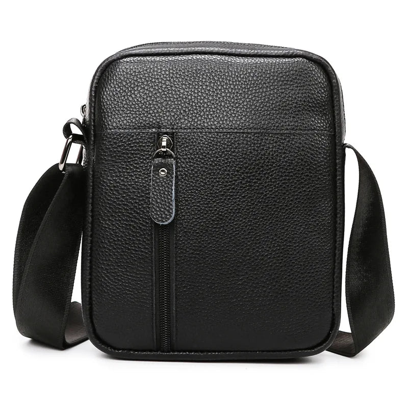 Leather large-capacity men's single-shoulder bag, top layer cowhide waterproof crossbody single-shoulder bag