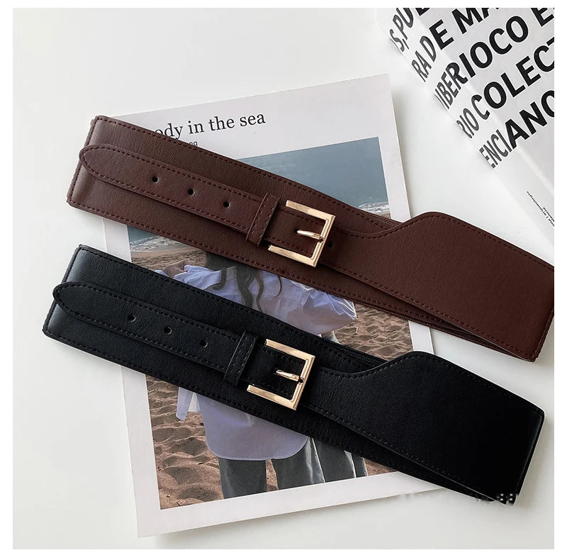 1pcs Belt Women Ins Wind Versatile Korean Version Black Dress Wide Waist Cincher Women Summer Outerwear Fashion Suit Decorative