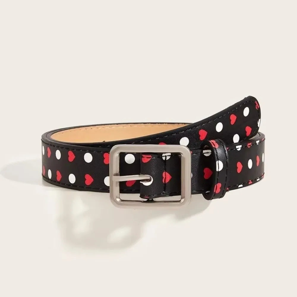Trendy Vintage Polk Dot Women Belts Y2K Girls Pin Buckle Belt Waistband Jeans Belts PU Leather Waist Strap Gift