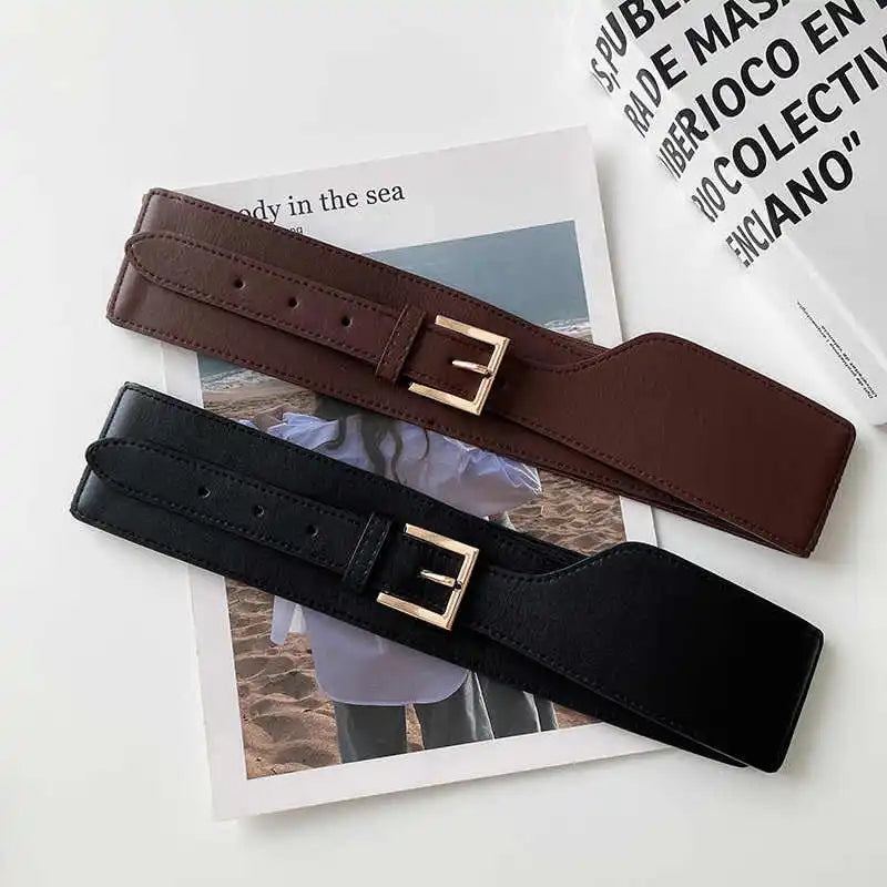 1pcs Belt Women Ins Wind Versatile Korean Version Black Dress Wide Waist Cincher Women Summer Outerwear Fashion Suit Decorative