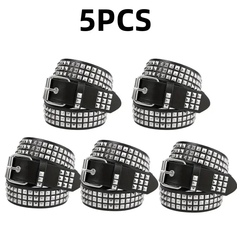 2026 New Square Bead Rivet Belt Metal Pyramid Belt Men and Women Punk Hardware Jeans Belt Y2K Belt Designer Belt Women's Belts