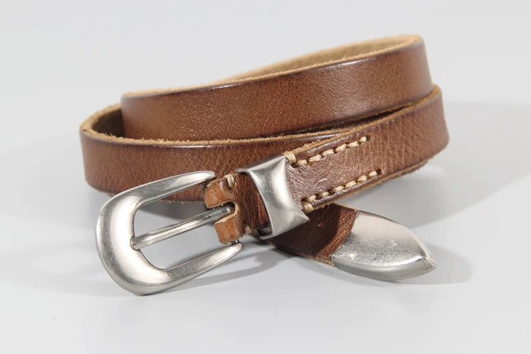 Extended Thin Section Knotted Decorative Ladies Belt All-match Slim Skirt Belt Narrow Soft Genuine Leather Women's Jeans Belt