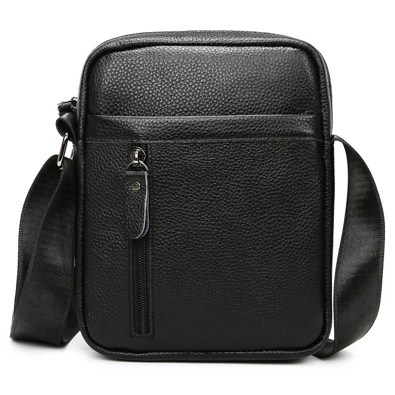 Leather large-capacity men's single-shoulder bag, top layer cowhide waterproof crossbody single-shoulder bag