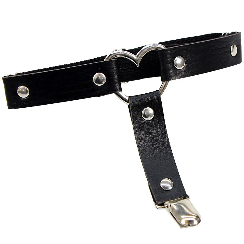 Women Sexy Leather Thigh Garter Belt Pu Punk Elastic Harness Leg Strap Goth Stocking Leglet Belt Garters Suspender For Girl