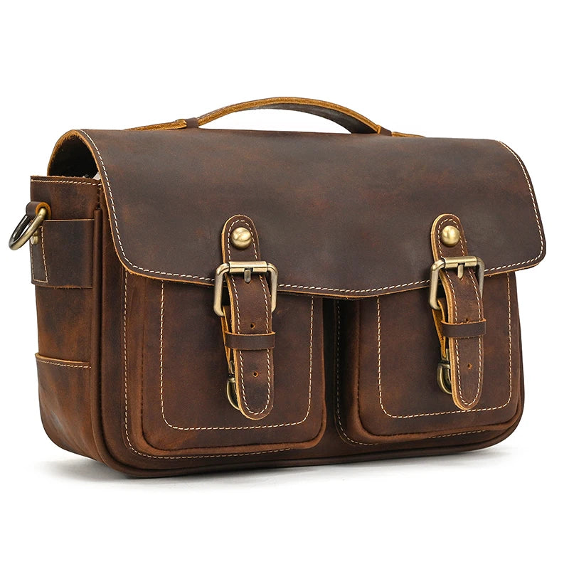 Large leather messenger bag for men real cowskin crossbody bags shoulder bags school bag of male for iPad PC Camera Shoulder Bag