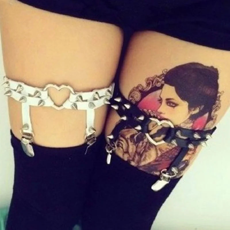 Women Sexy Leather Thigh Garter Belt Pu Punk Elastic Harness Leg Strap Goth Stocking Leglet Belt Garters Suspender For Girl