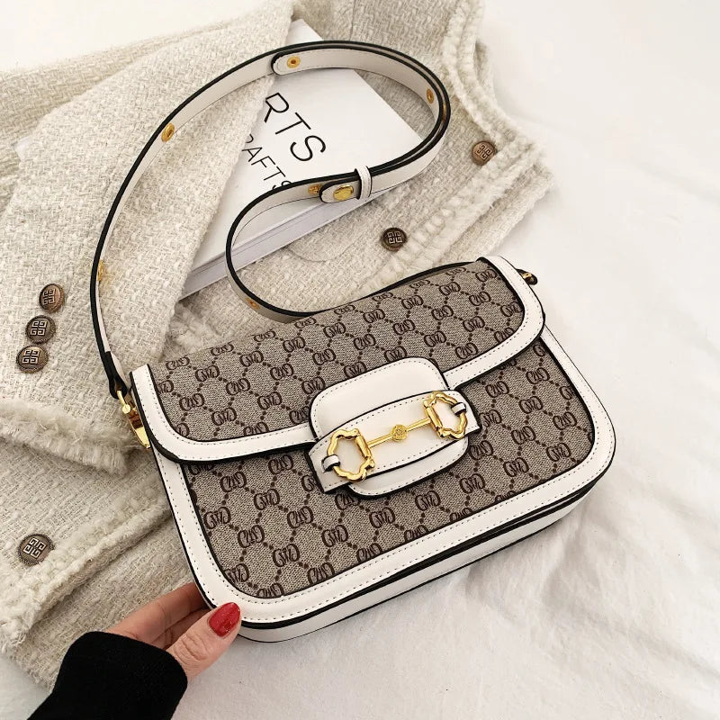 Ladies Genuine Leather Saddle Bag Classic Designer Paris Popular Single Shoulder Bag for Women Casual Vintage Trendy Handbag