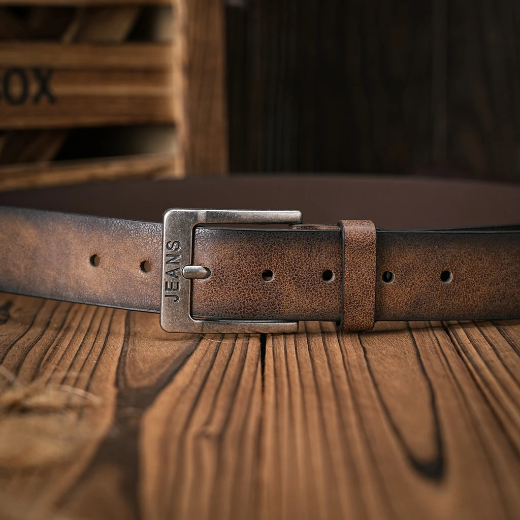 A Men's and Women's Casual Retro Belt Western Style! PU Leather Belt with Metal Buckle, Suitable for Daily Work Wear