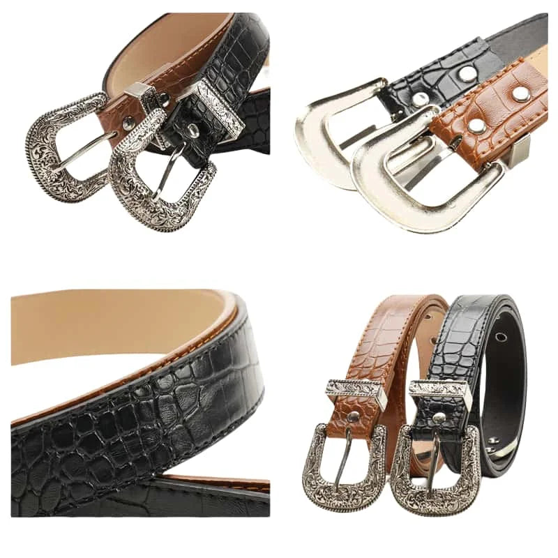 Gothic Retro Women's Black Belt Fashion Casual Jeans Accessories Girdle Hip Hop Y2k Girls Pin Buckle Pu Leather Waistband