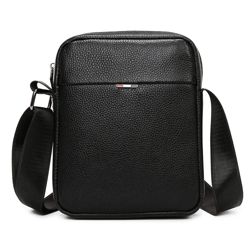 Leather large-capacity men's single-shoulder bag, top layer cowhide waterproof crossbody single-shoulder bag
