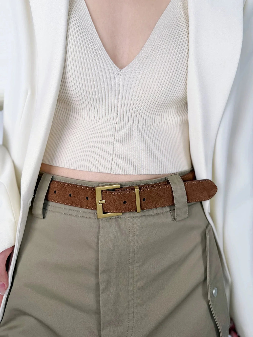 New Luxury Cowhide Leather Belt for Women Adjustable Square Alloy Buckle Waist Belt For Jeans Dress Daily Office Outfit