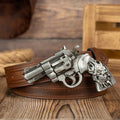 The ghost head element pistol craftsmanship large buckle striped PU embossed button personalized casual men's belt