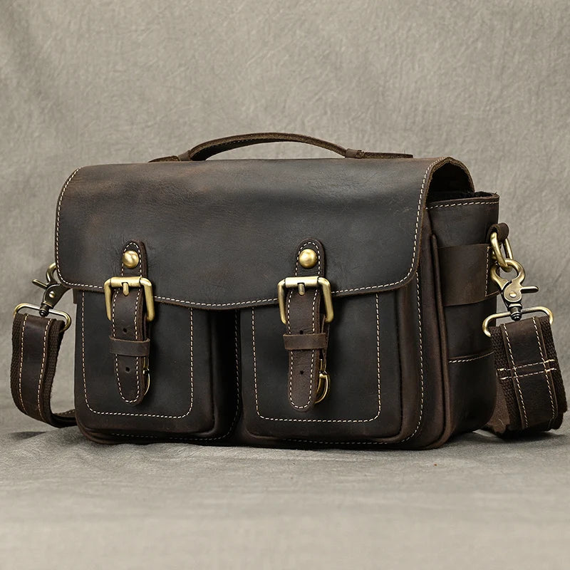 Large leather messenger bag for men real cowskin crossbody bags shoulder bags school bag of male for iPad PC Camera Shoulder Bag