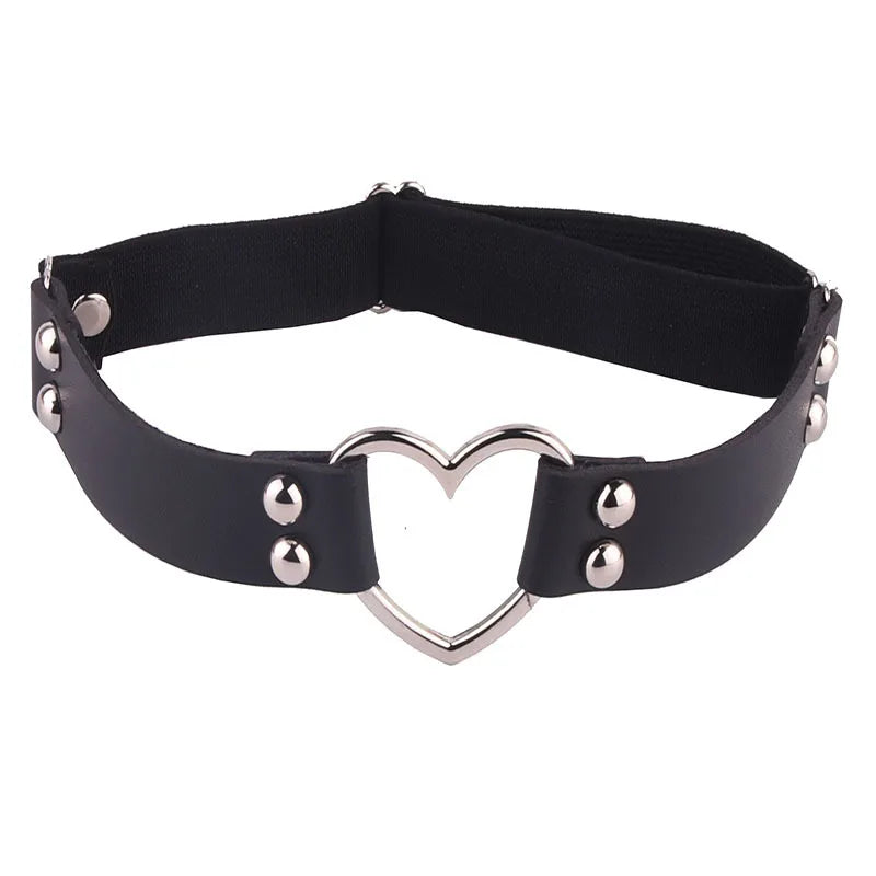 Newest Women Sexy Elasticity Harness Heart Fashion Bondage Goth Decor Garter Belt Thigh Harness Leather Lingerie for Stockings