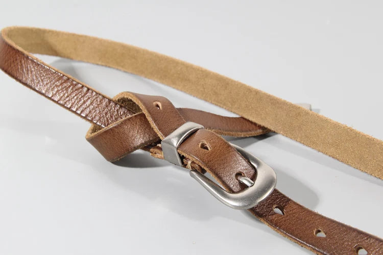 Extended Thin Section Knotted Decorative Ladies Belt All-match Slim Skirt Belt Narrow Soft Genuine Leather Women's Jeans Belt