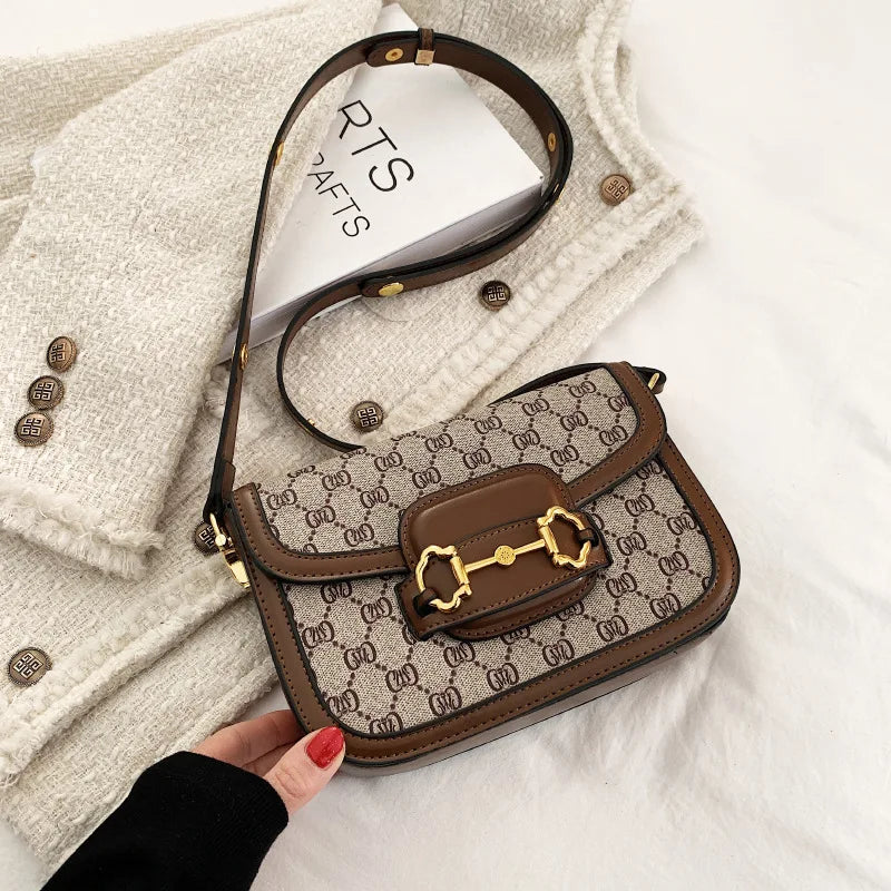 Ladies Genuine Leather Saddle Bag Classic Designer Paris Popular Single Shoulder Bag for Women Casual Vintage Trendy Handbag