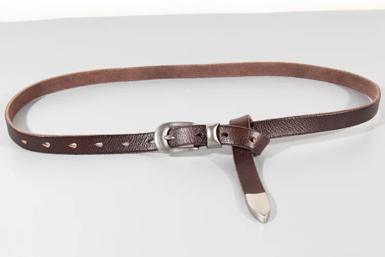 Extended Thin Section Knotted Decorative Ladies Belt All-match Slim Skirt Belt Narrow Soft Genuine Leather Women's Jeans Belt